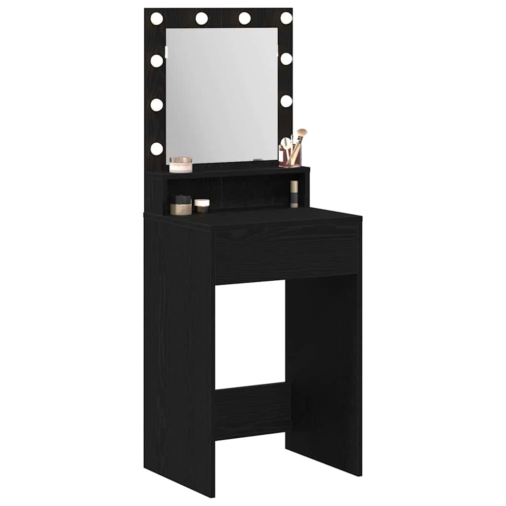 Sminkebord Svart Eik LED 50x41x135 cm