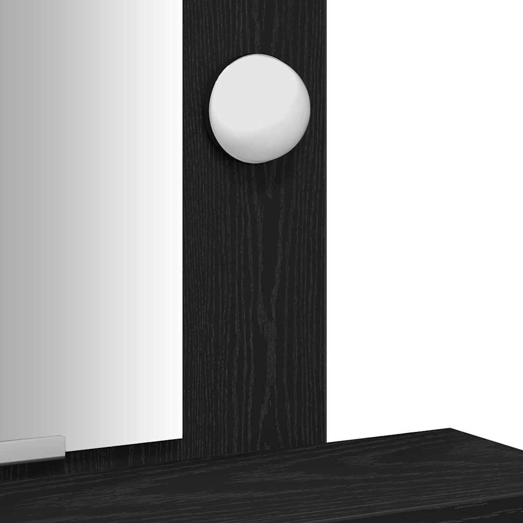 Smykkebord med LED-lamper, Svart Eik, 50x41x140 cm