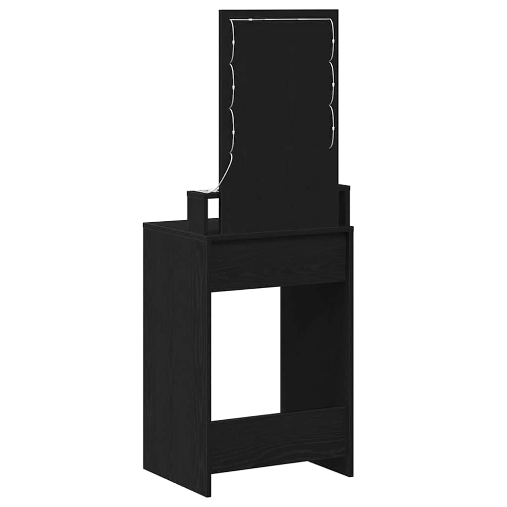 Smykkebord med LED-lamper, Svart Eik, 50x41x140 cm
