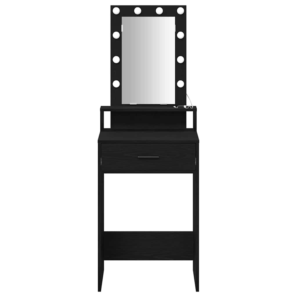 Smykkebord med LED-lamper, Svart Eik, 50x41x140 cm