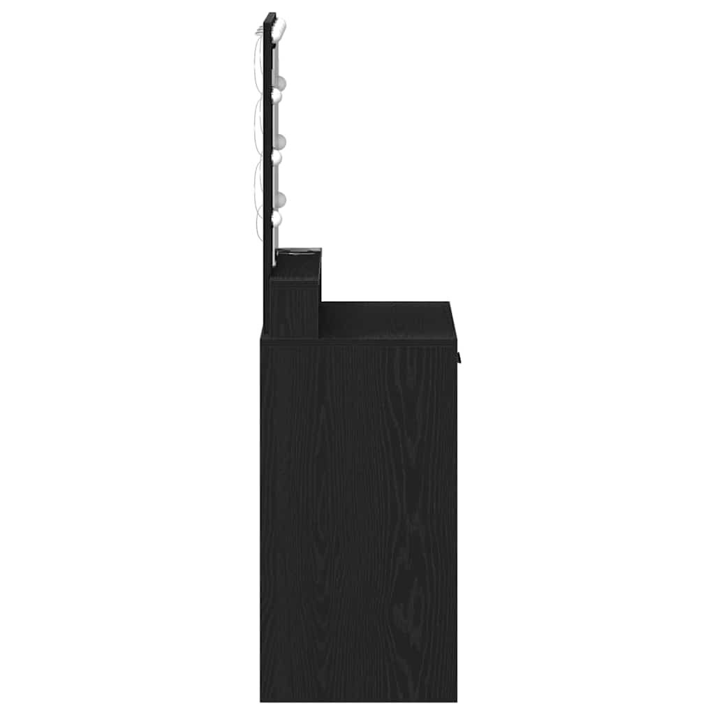 Smykkebord med LED-lamper, Svart Eik, 50x41x140 cm
