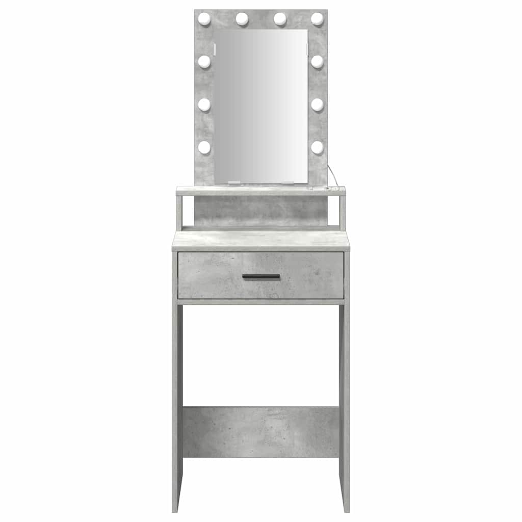 Sminkebord Betonggrå LED 50x41x140 cm