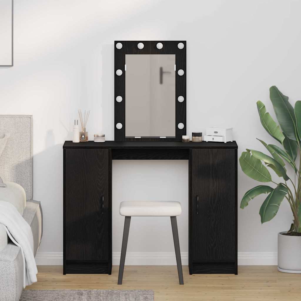 Sminkebord Svart Eik LED 102x33x135 cm