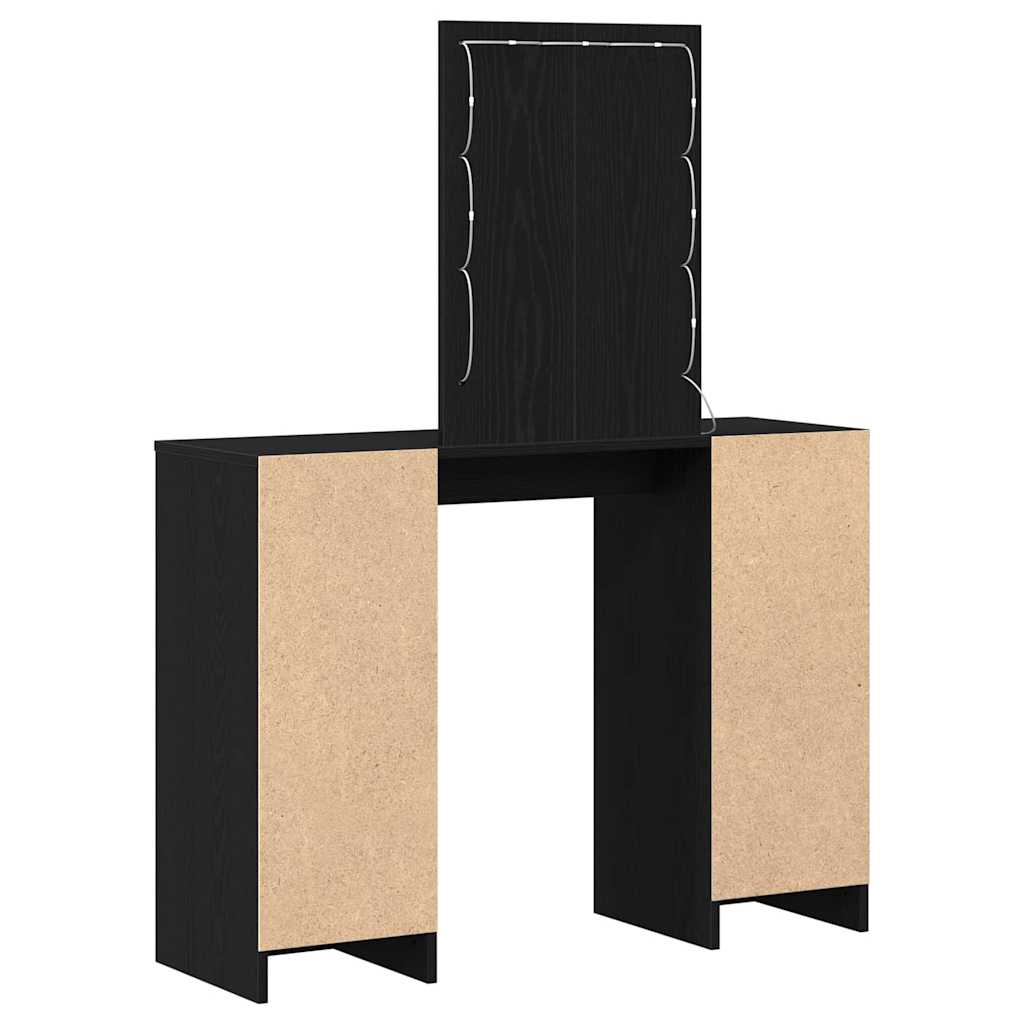 Sminkebord Svart Eik LED 102x33x135 cm