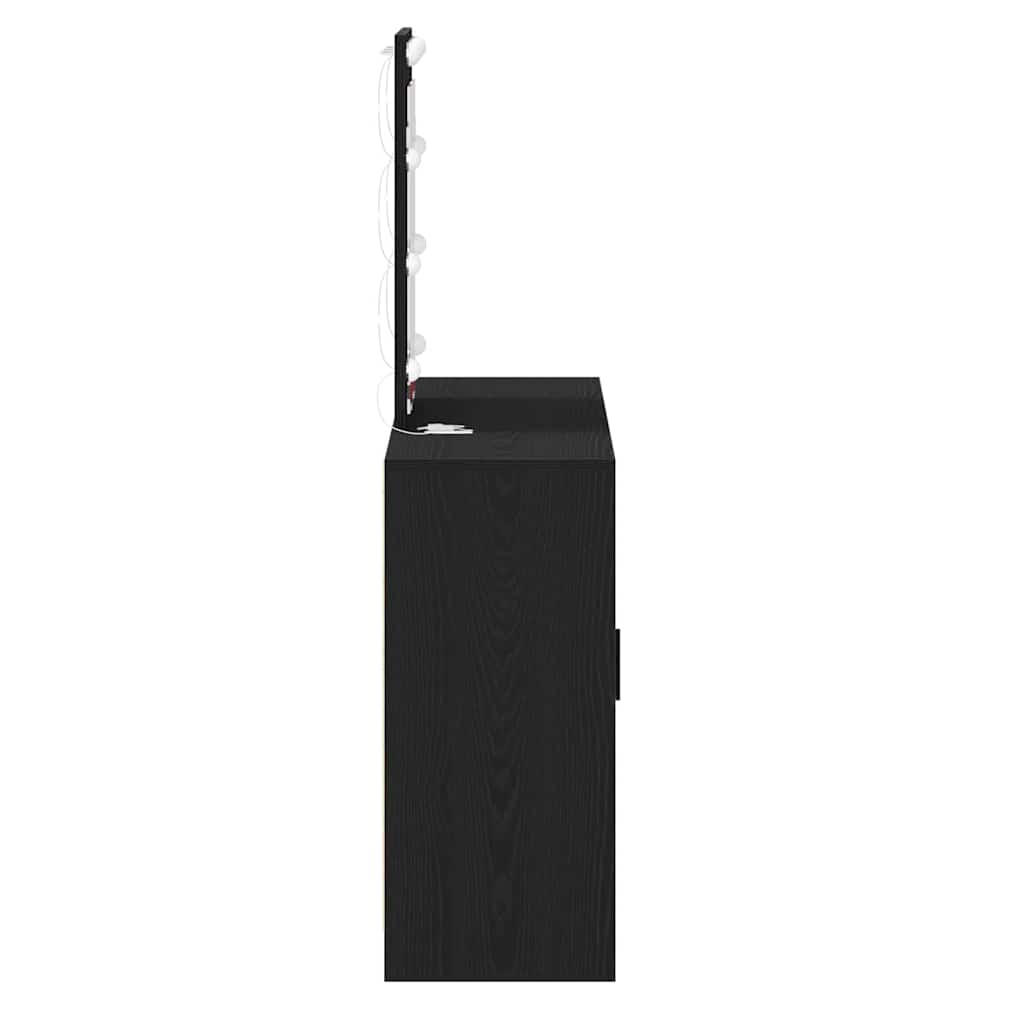 Sminkebord Svart Eik LED 102x33x135 cm