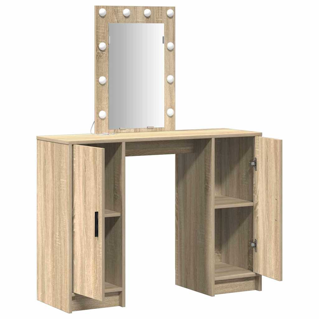 Sminkebord Sonoma Eik LED 102x33x135 cm
