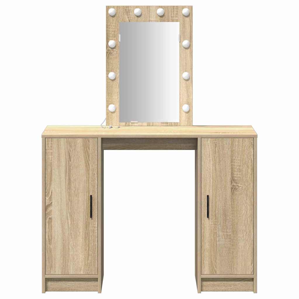 Sminkebord Sonoma Eik LED 102x33x135 cm