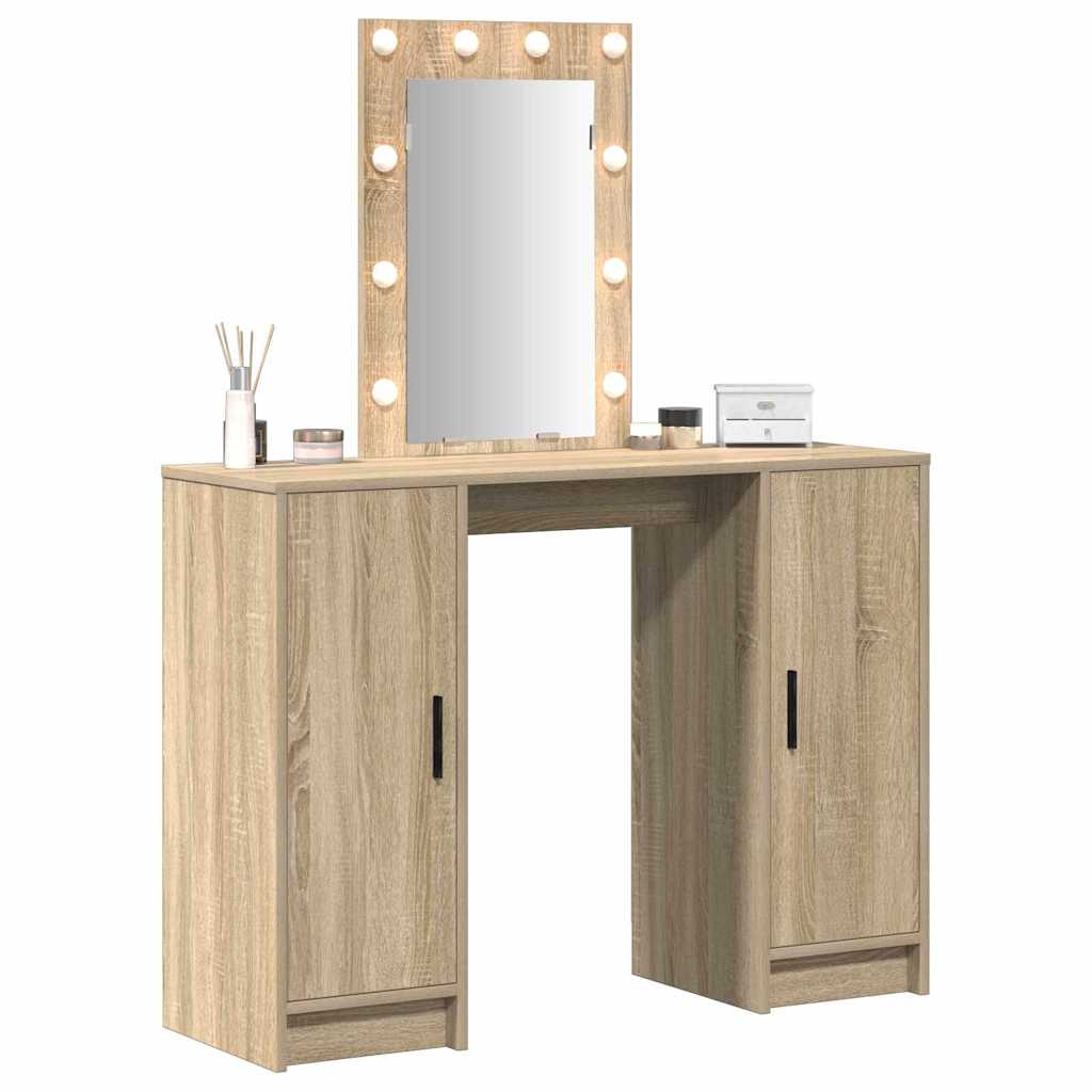 Sminkebord Sonoma Eik LED 102x33x135 cm