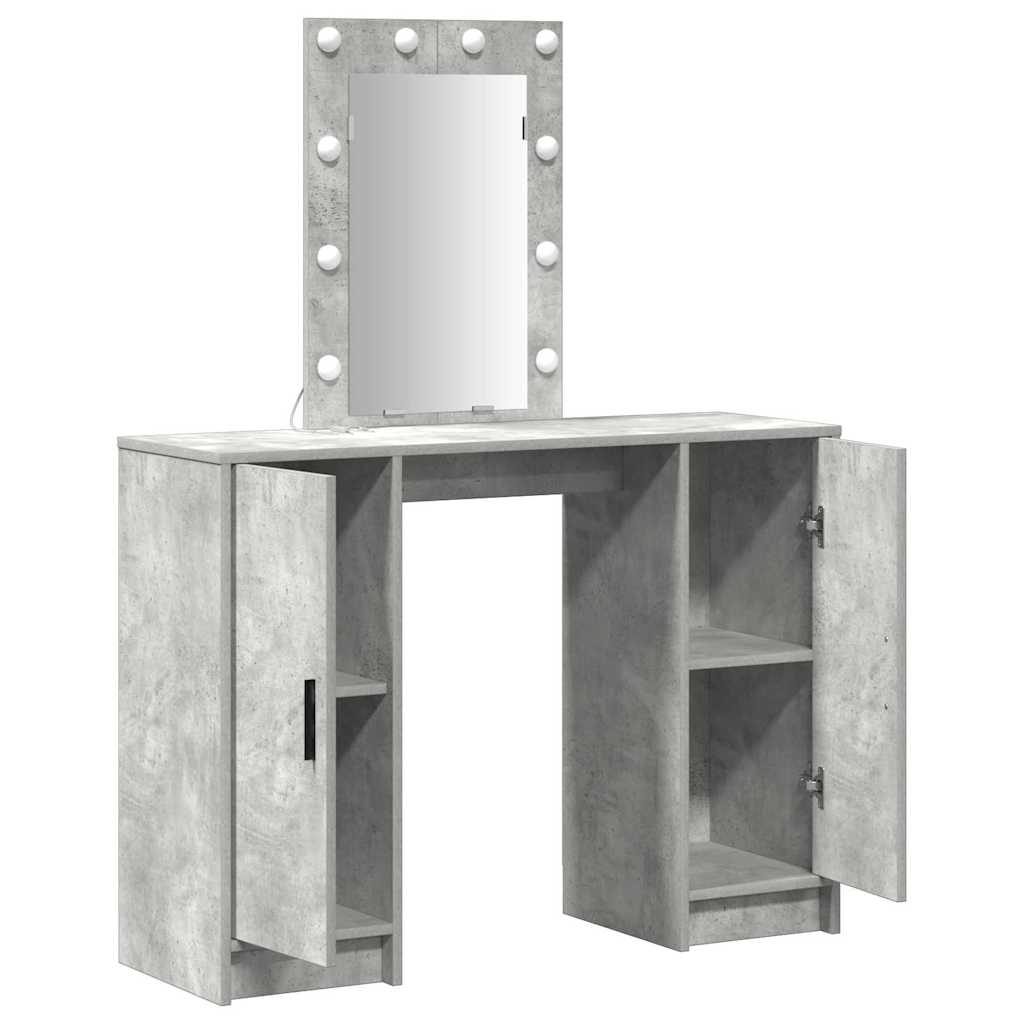 Sminkebord Betonggrå LED 102x33x135 cm