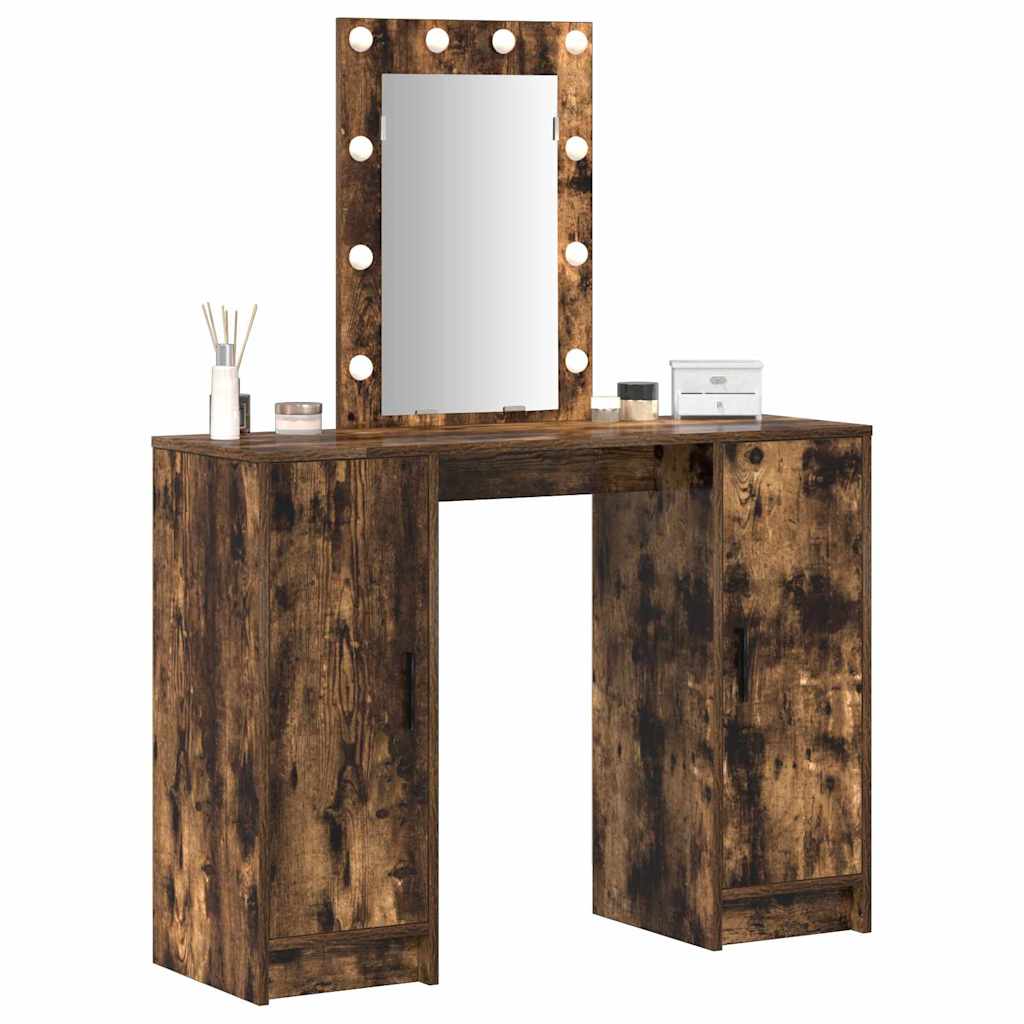 Sminkebord Røkt Eik LED 102x33x135 cm