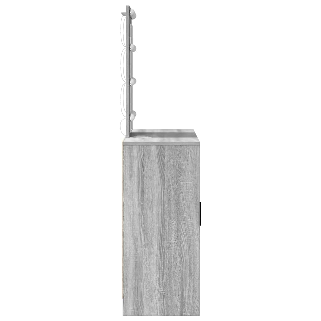 Sminkebord Sonoma Grå LED 102x33x135 cm