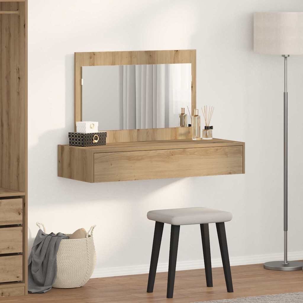 Sminkebord Brun Eik Vegghengt 100x40x70 cm