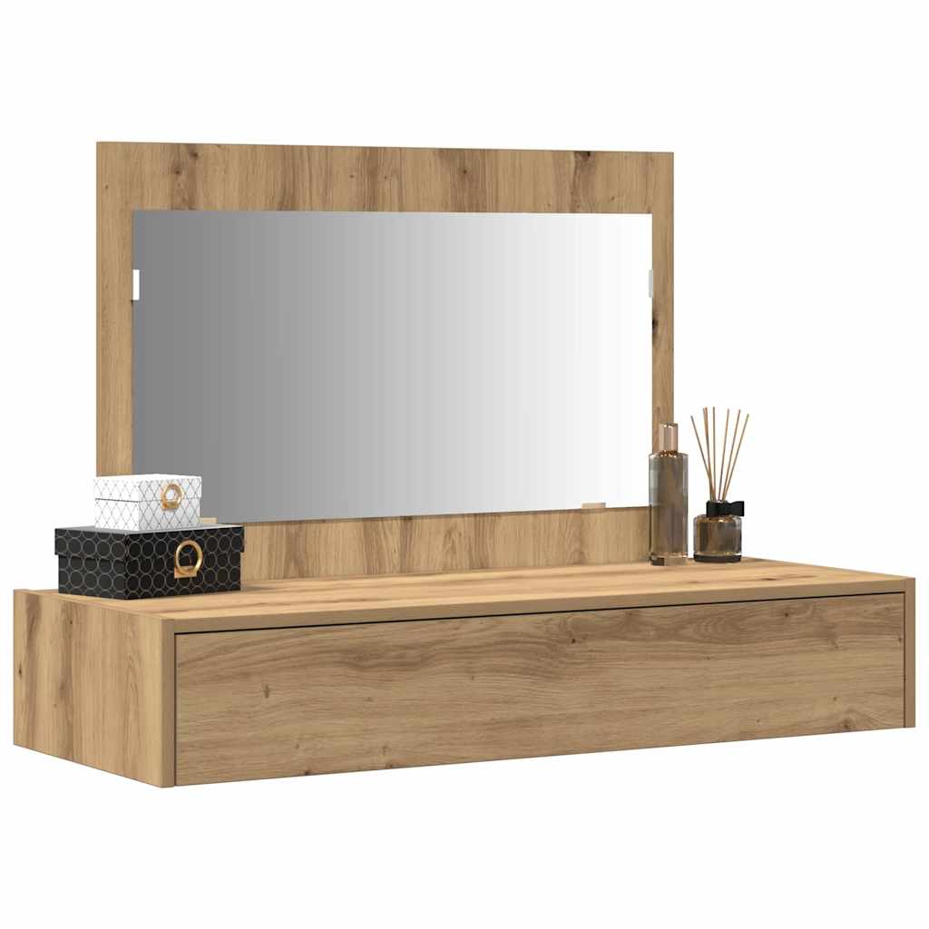 Sminkebord Brun Eik Vegghengt 100x40x70 cm