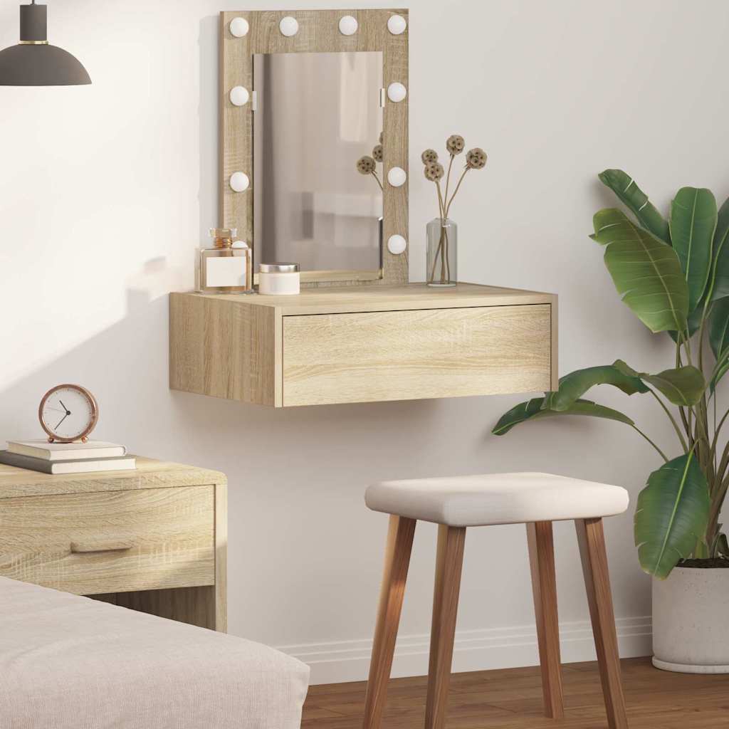 Sminkebord Sonoma Eik Vegghengt LED