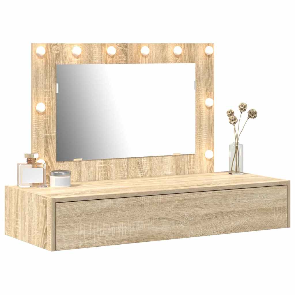 Sminkebord Sonoma Eik Vegghengt LED