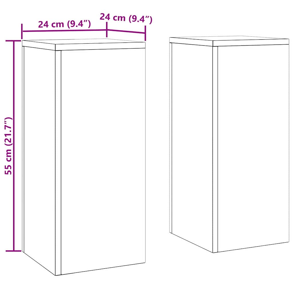 Planteholder 2 pcs Svart 24 x 24 x 55 cm Stål