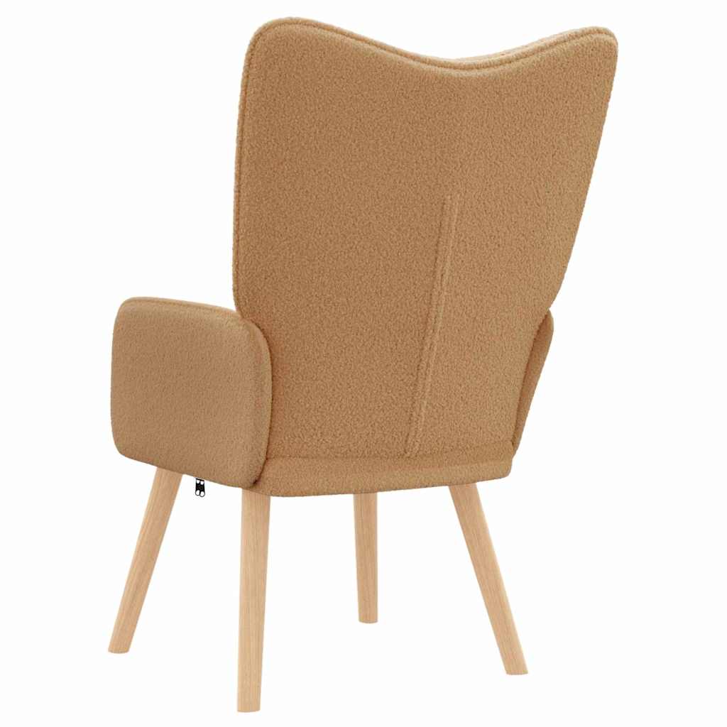 Avslappende Stol Beige Krøllete Ull-lignende Stoff
