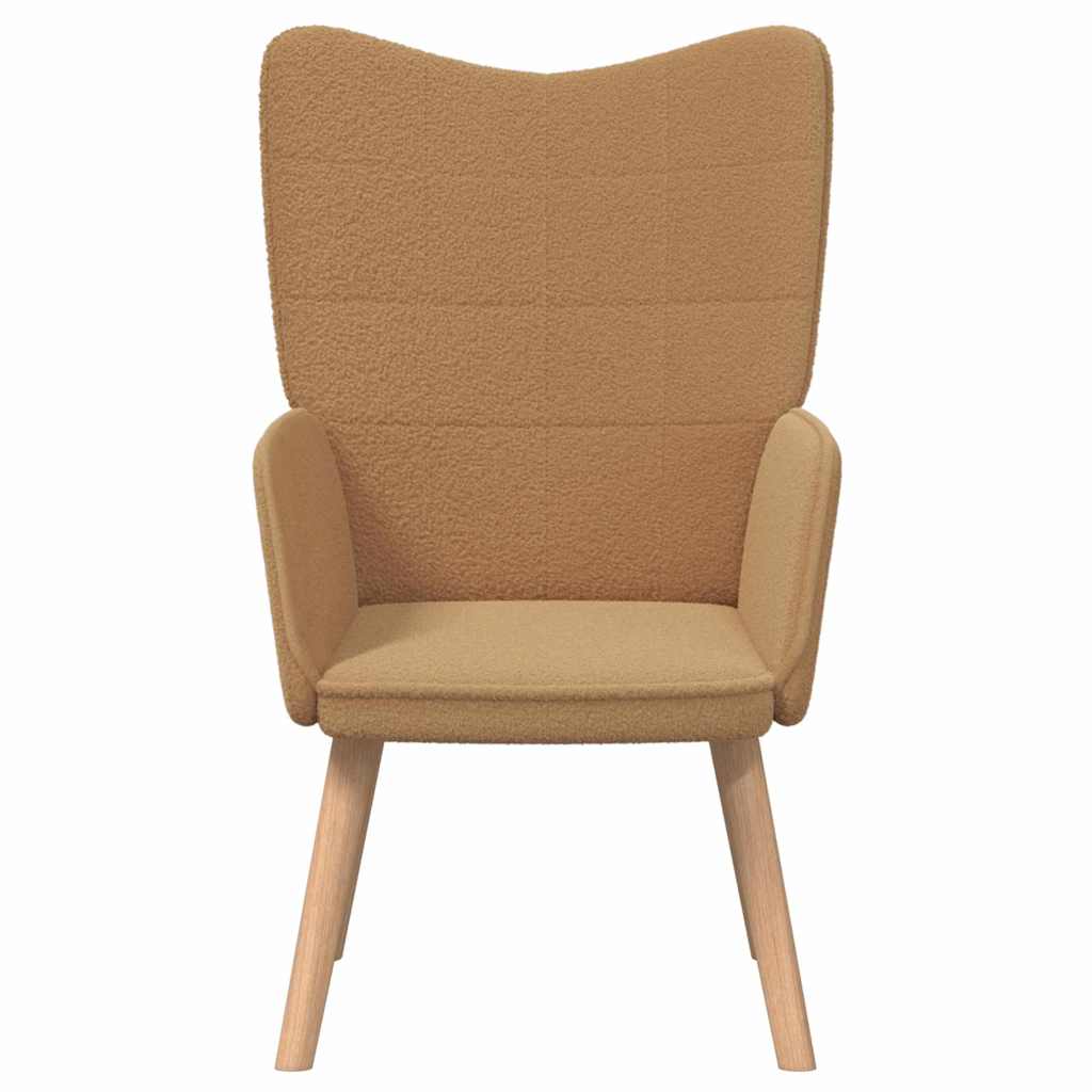 Avslappende Stol Beige Krøllete Ull-lignende Stoff