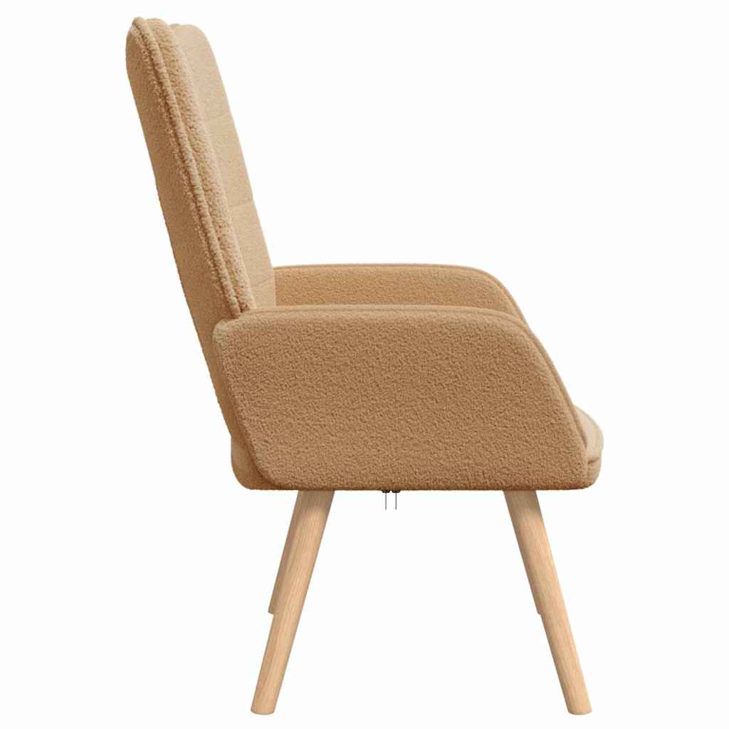 Avslappende Stol Beige Krøllete Ull-lignende Stoff