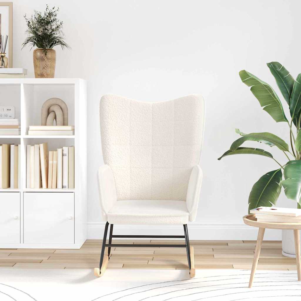 Avslappende Stol Krem Curly Ull-lignende Stoff