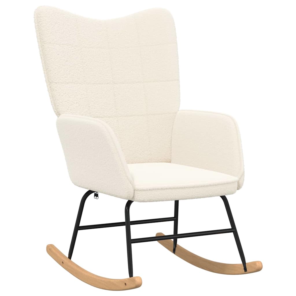 Avslappende Stol Krem Curly Ull-lignende Stoff