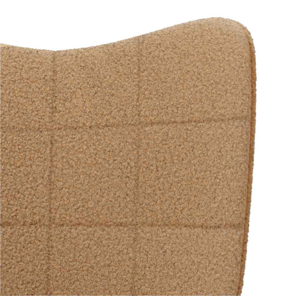 Avslappende Stol Beige Krøllete Ull-lignende Stoff