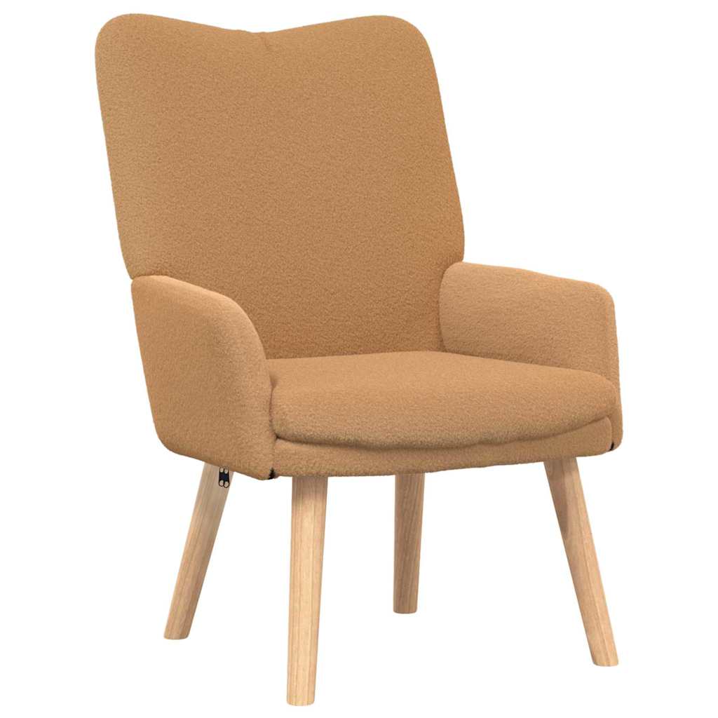 Avslappende Stol Beige Krøllete Ull-liknende Stoff
