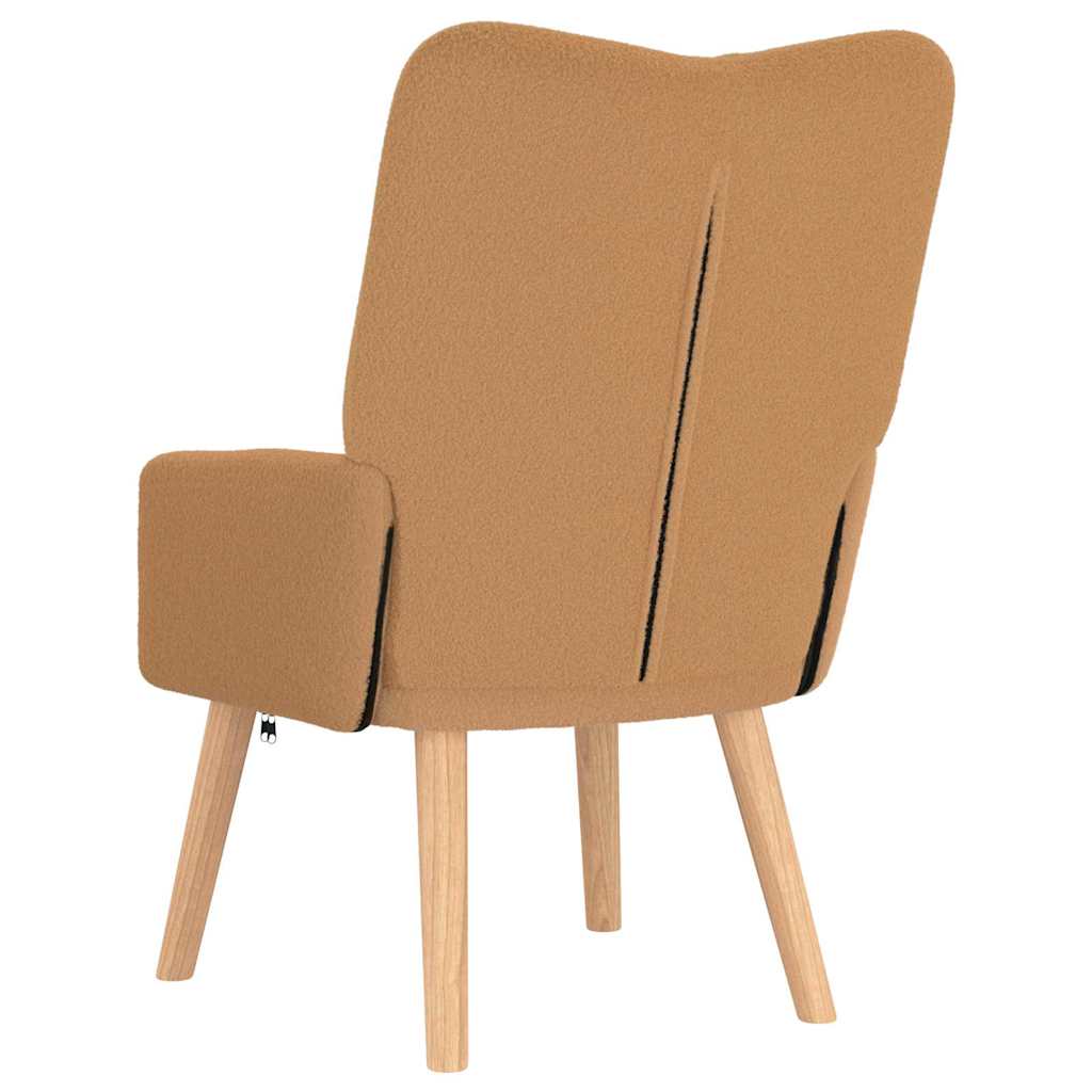 Avslappende Stol Beige Krøllete Ull-liknende Stoff