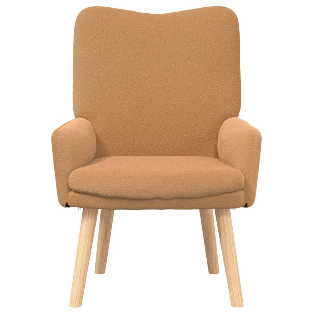 Avslappende Stol Beige Krøllete Ull-liknende Stoff