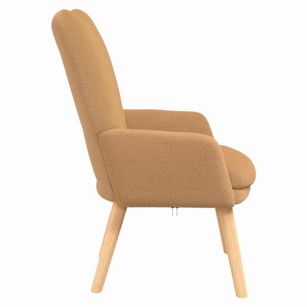 Avslappende Stol Beige Krøllete Ull-liknende Stoff
