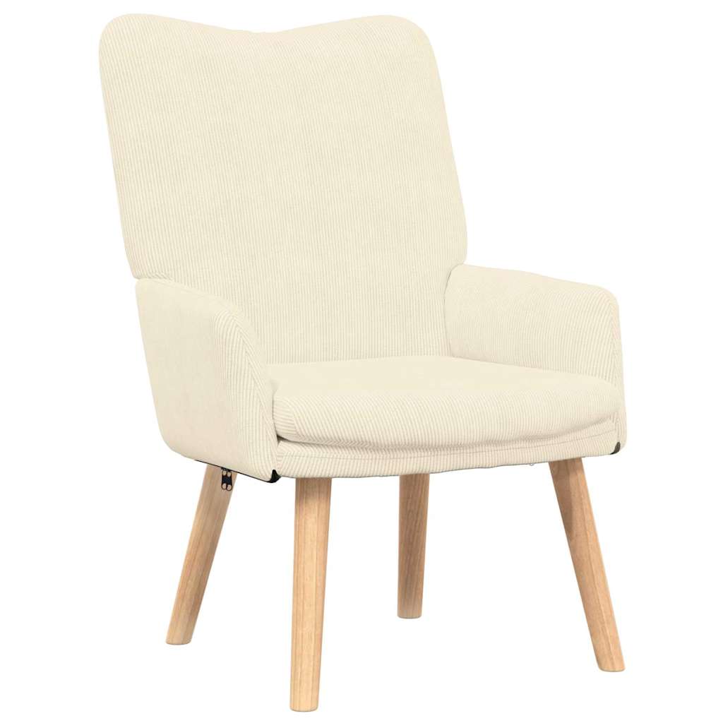 Avslappende Stol Krem Corduroy Stoff
