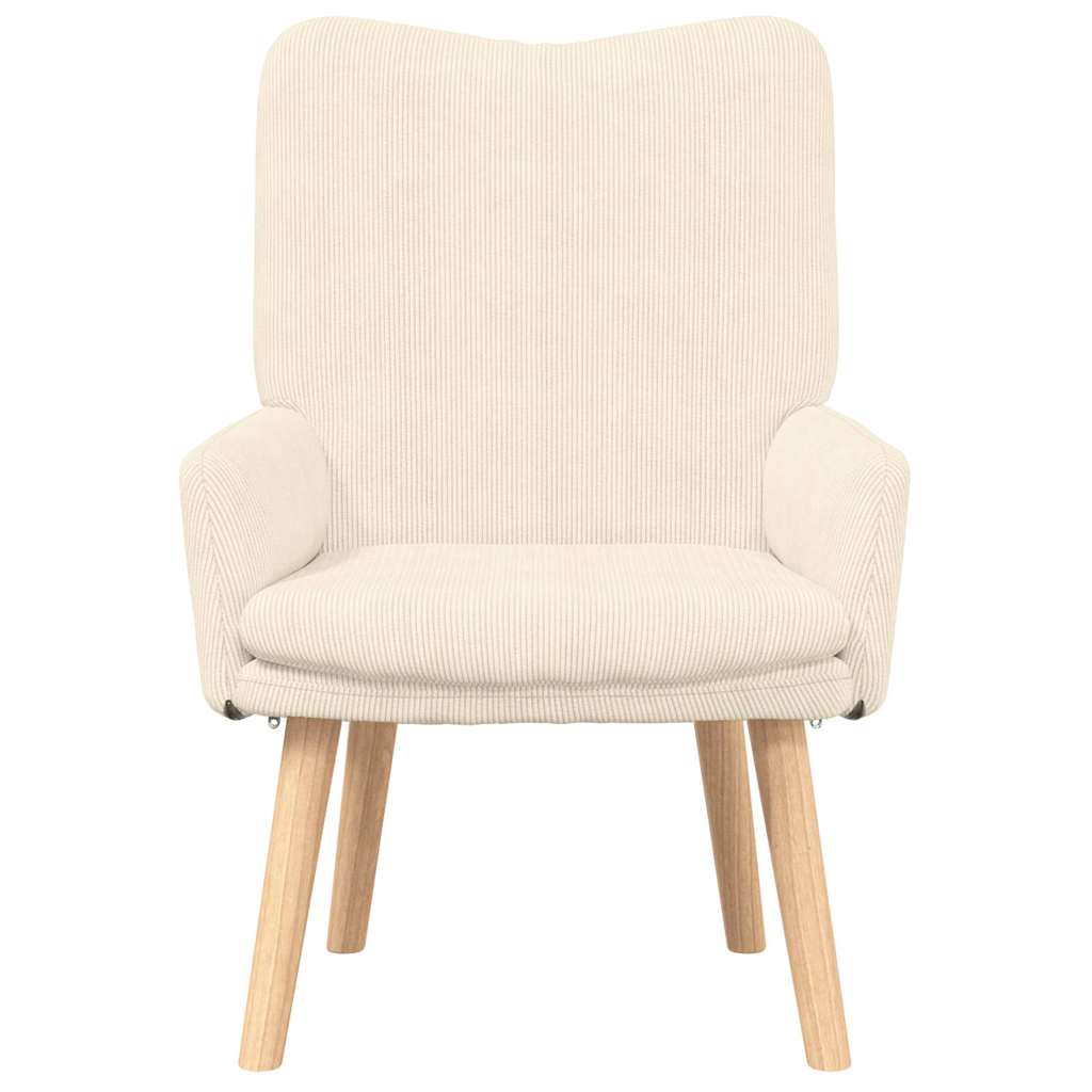 Avslappende Stol Krem Corduroy Stoff