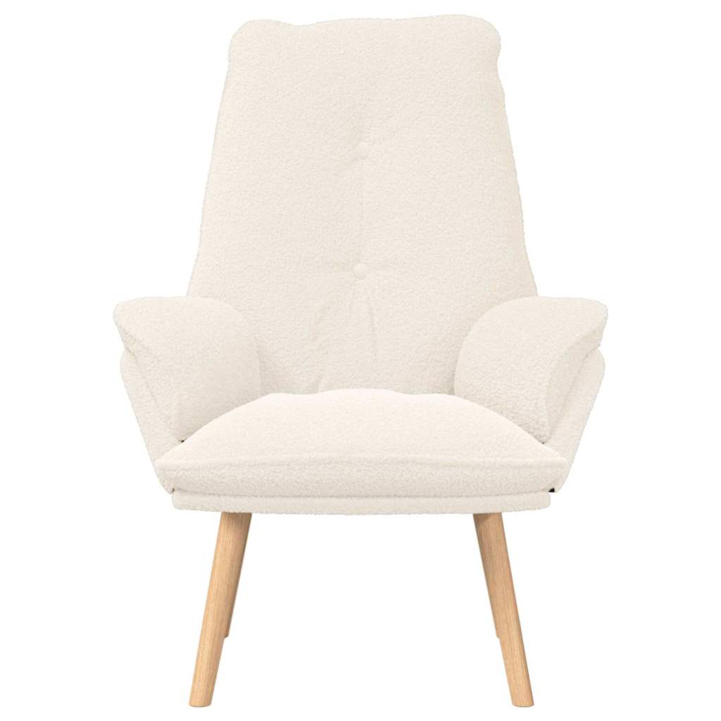 Avslappende Stol Krem Curly Ull-lignende Stoff