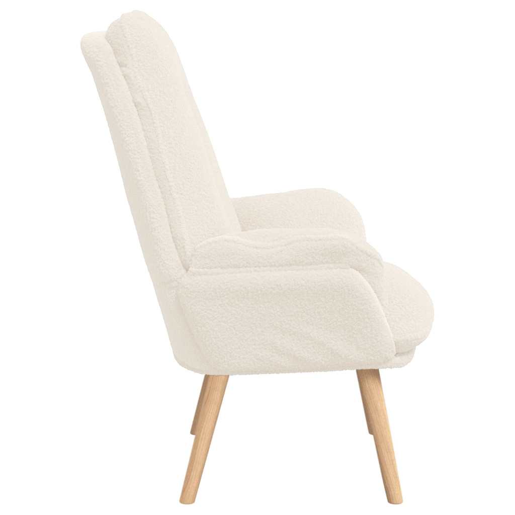 Avslappende Stol Krem Curly Ull-lignende Stoff