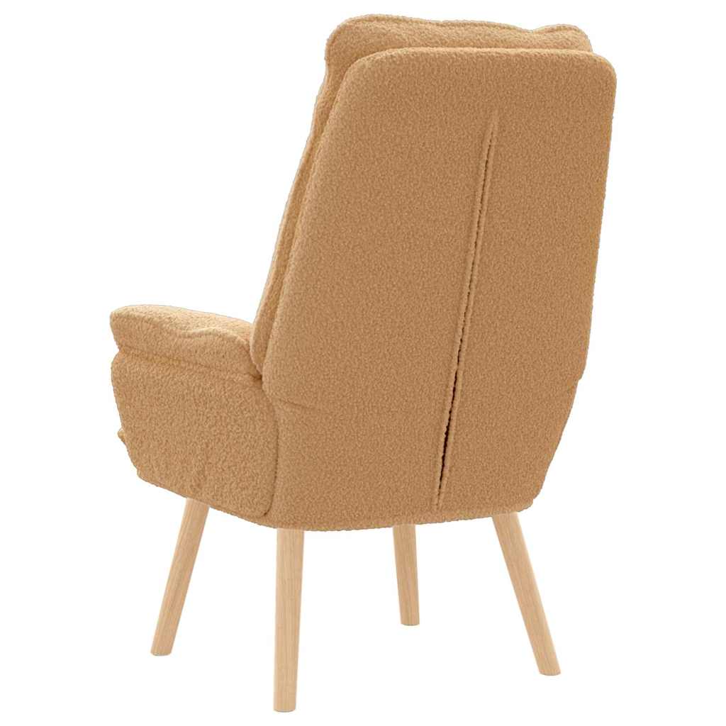 Avslappende Stol Beige Krøllete Ull-lignende Stoff