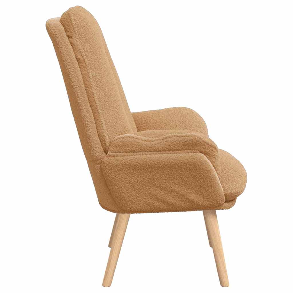 Avslappende Stol Beige Krøllete Ull-lignende Stoff