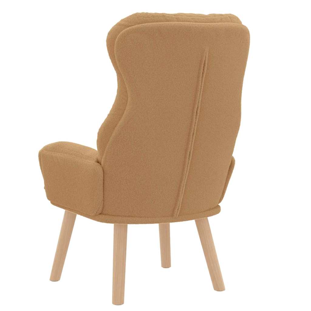 Avslappende Stol Beige Krøllete Ull-lignende Stoff
