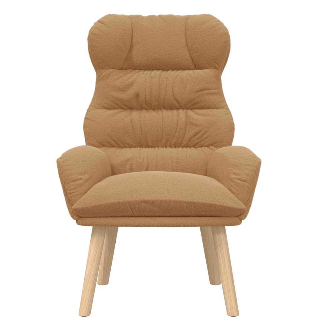 Avslappende Stol Beige Krøllete Ull-lignende Stoff