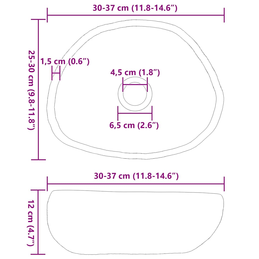 Baderomsvask Lysegrå (30-37) x (25-30) x 12 cm Elvestein