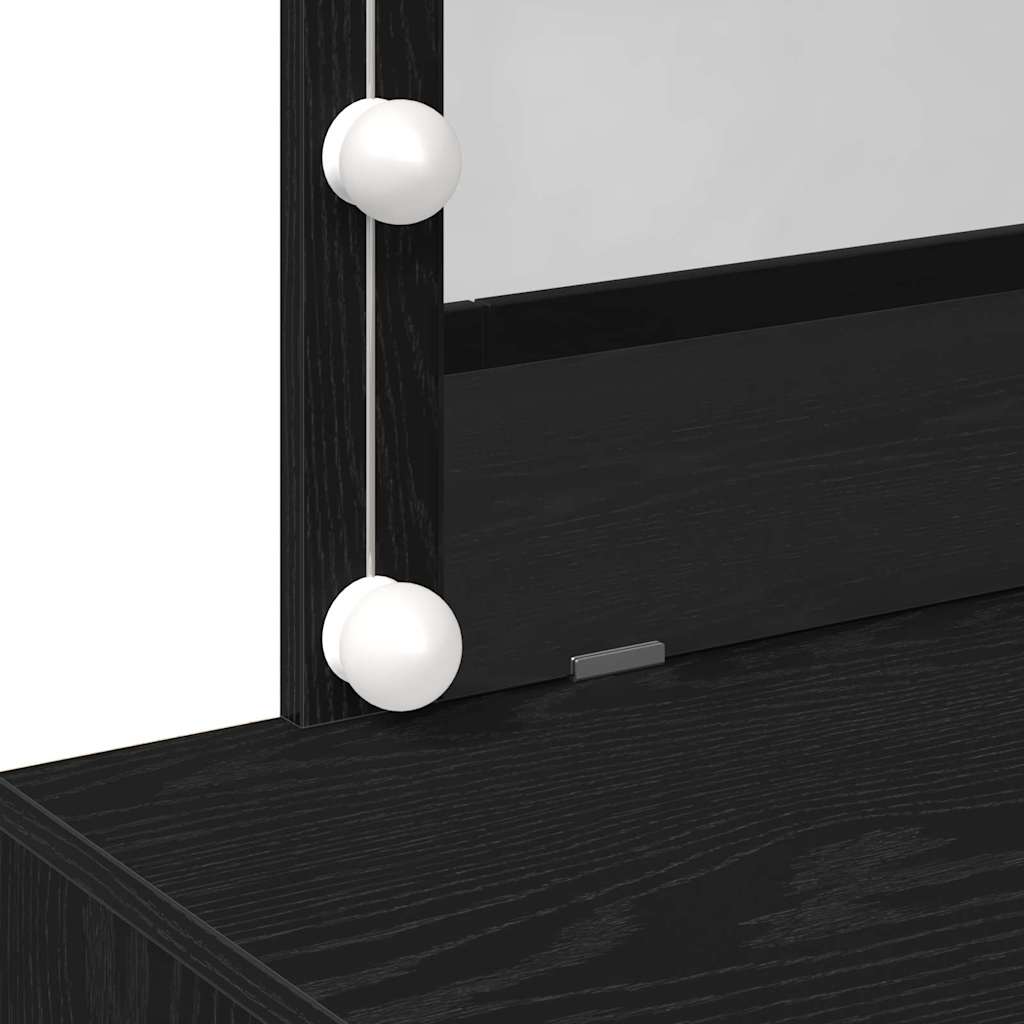 Sminkebord Svart Eik LED 100x40x120 cm