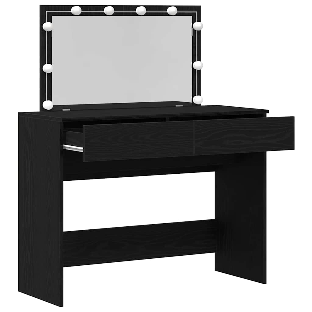 Sminkebord Svart Eik LED 100x40x120 cm