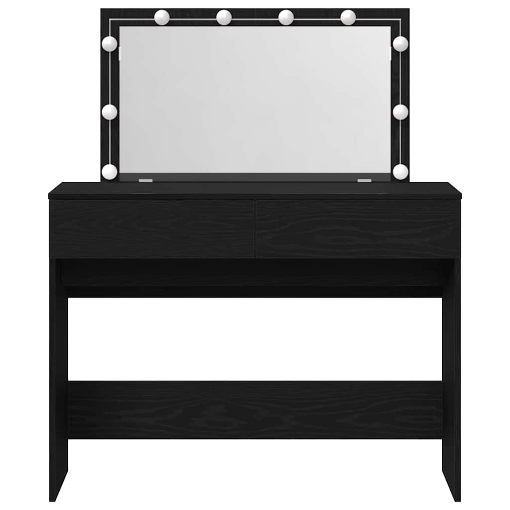 Sminkebord Svart Eik LED 100x40x120 cm