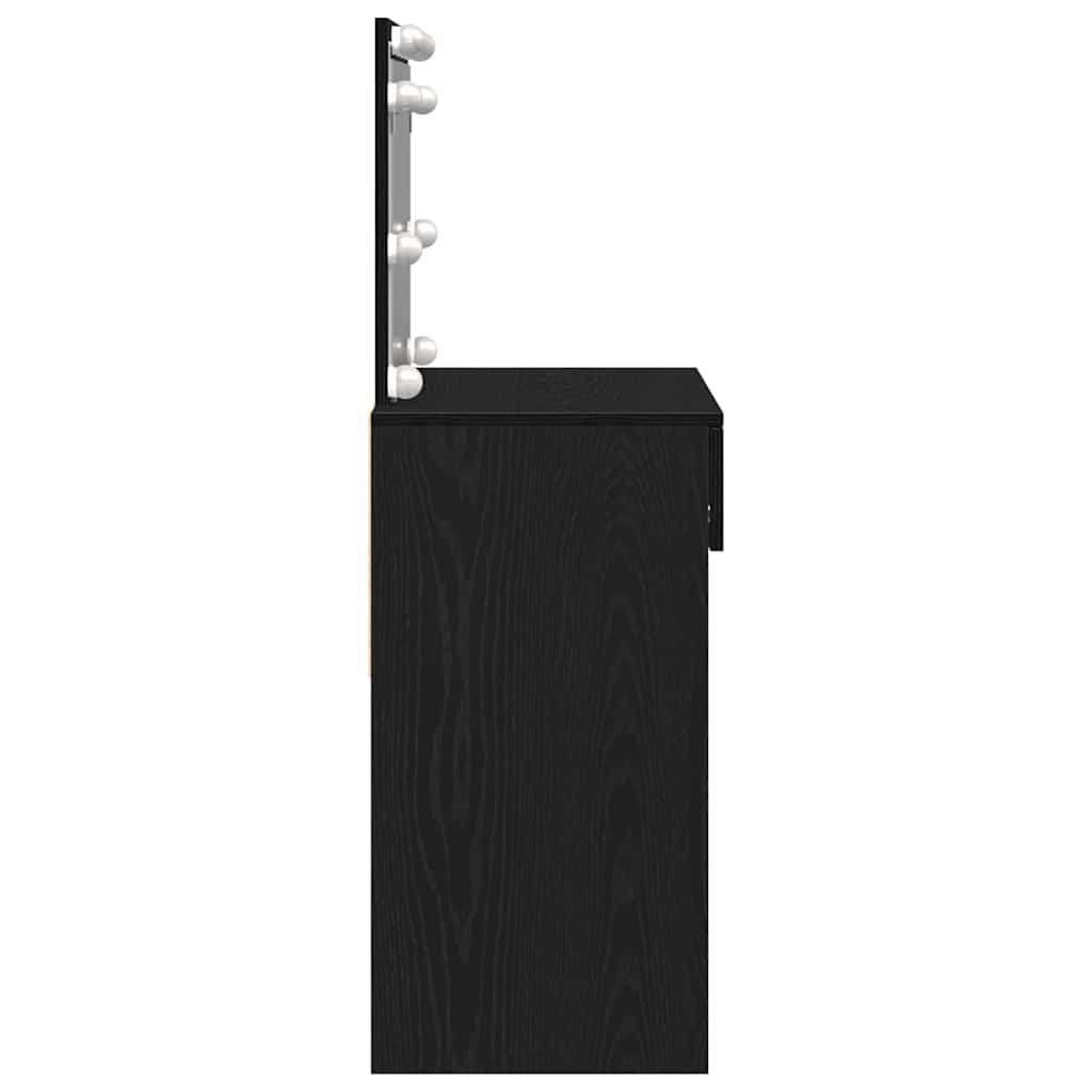 Sminkebord Svart Eik LED 100x40x120 cm