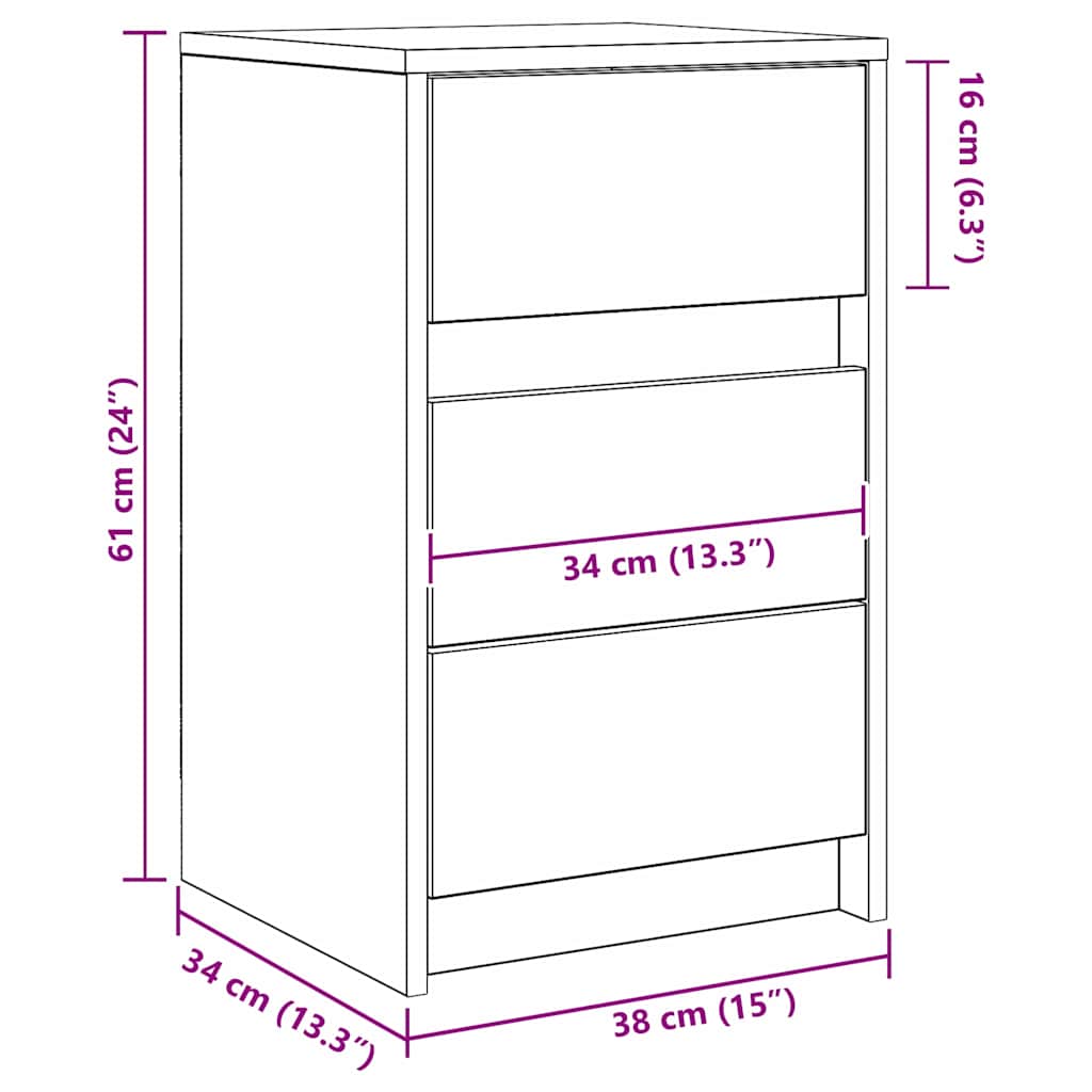 Nattbord Sengbord Gammelt Tre Nattbordskap 38 x 34 x 61 cm