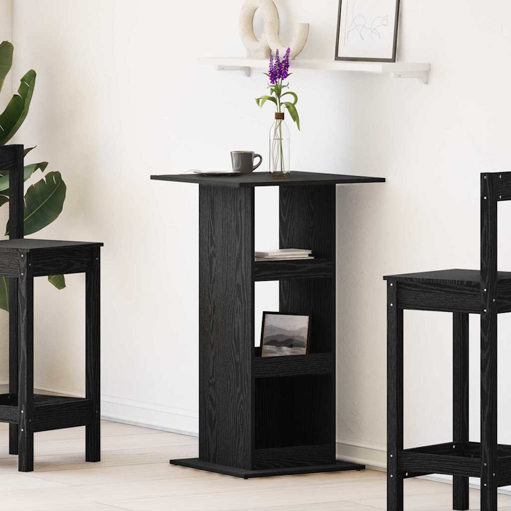 Barbord med Oppbevaring Svart Eik 60x60x102 cm Konstruert Tre