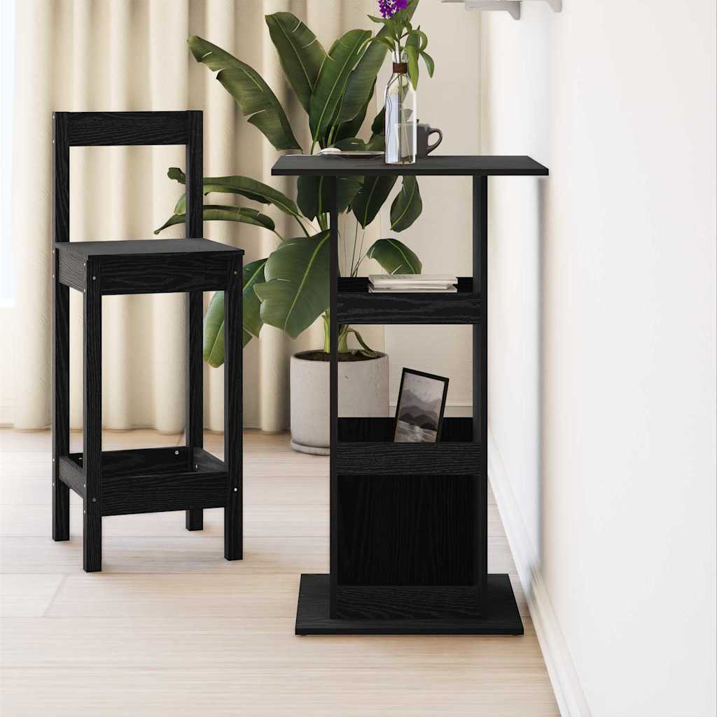 Barbord med Oppbevaring Svart Eik 60x60x102 cm Konstruert Tre