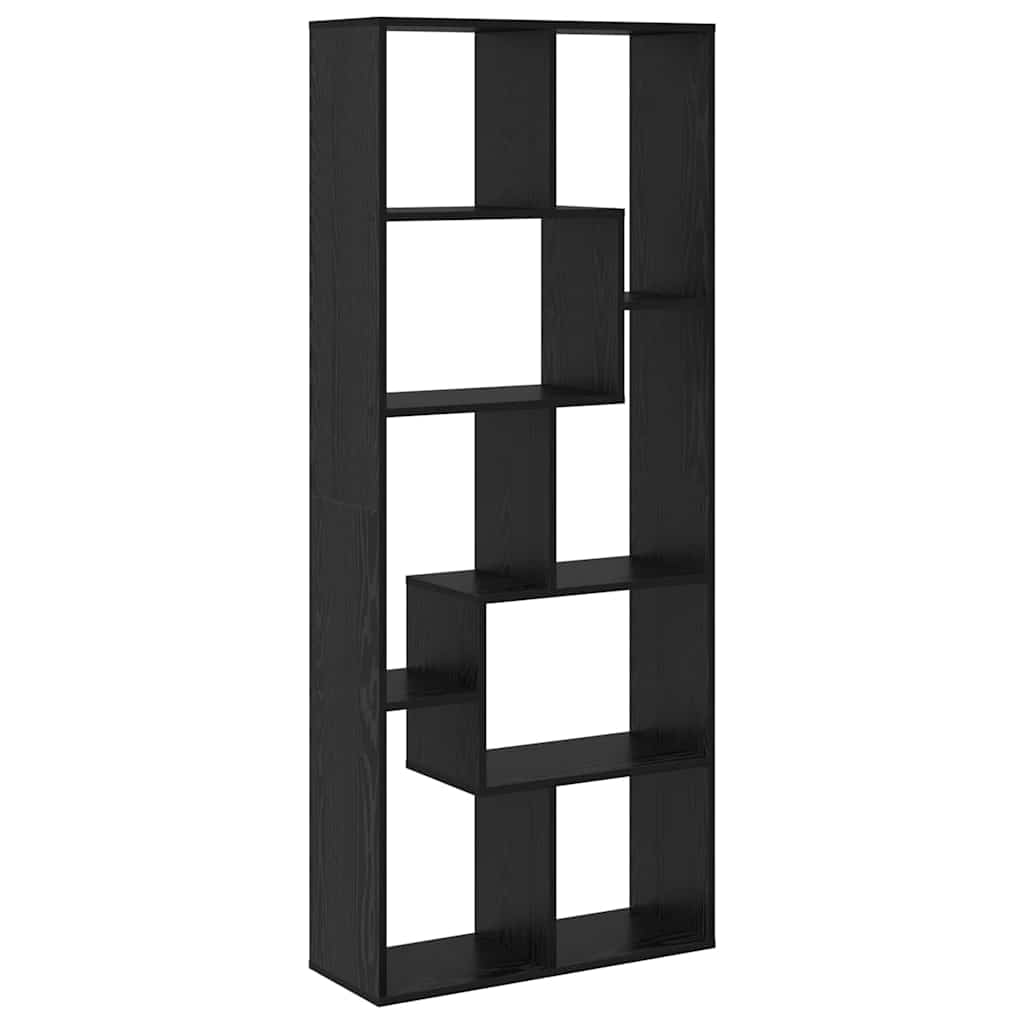 Bokhylle Svart Eik Romdeler 67x25x161.5 cm