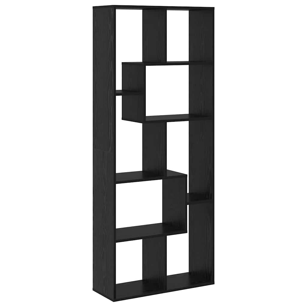 Bokhylle Svart Eik Romdeler 67x25x161.5 cm