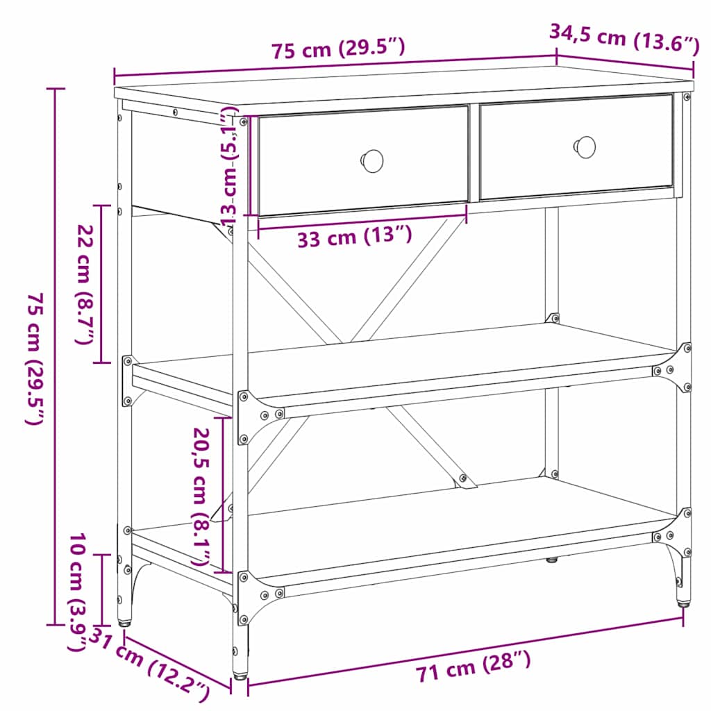 Avlastningsbord Gamle Tre 75x34.5x75 cm Ingeniørtre