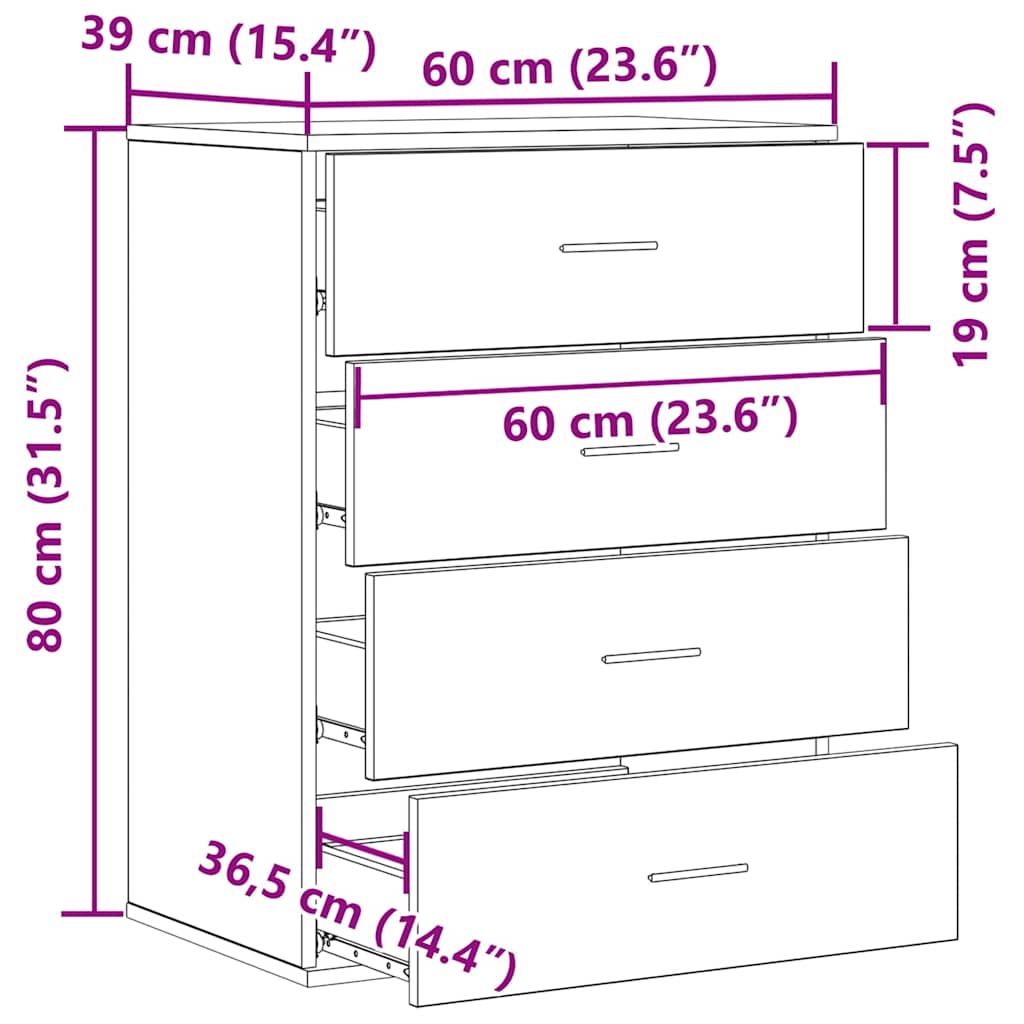 Kommode Gammelt Tre 60 x 39 x 80 cm